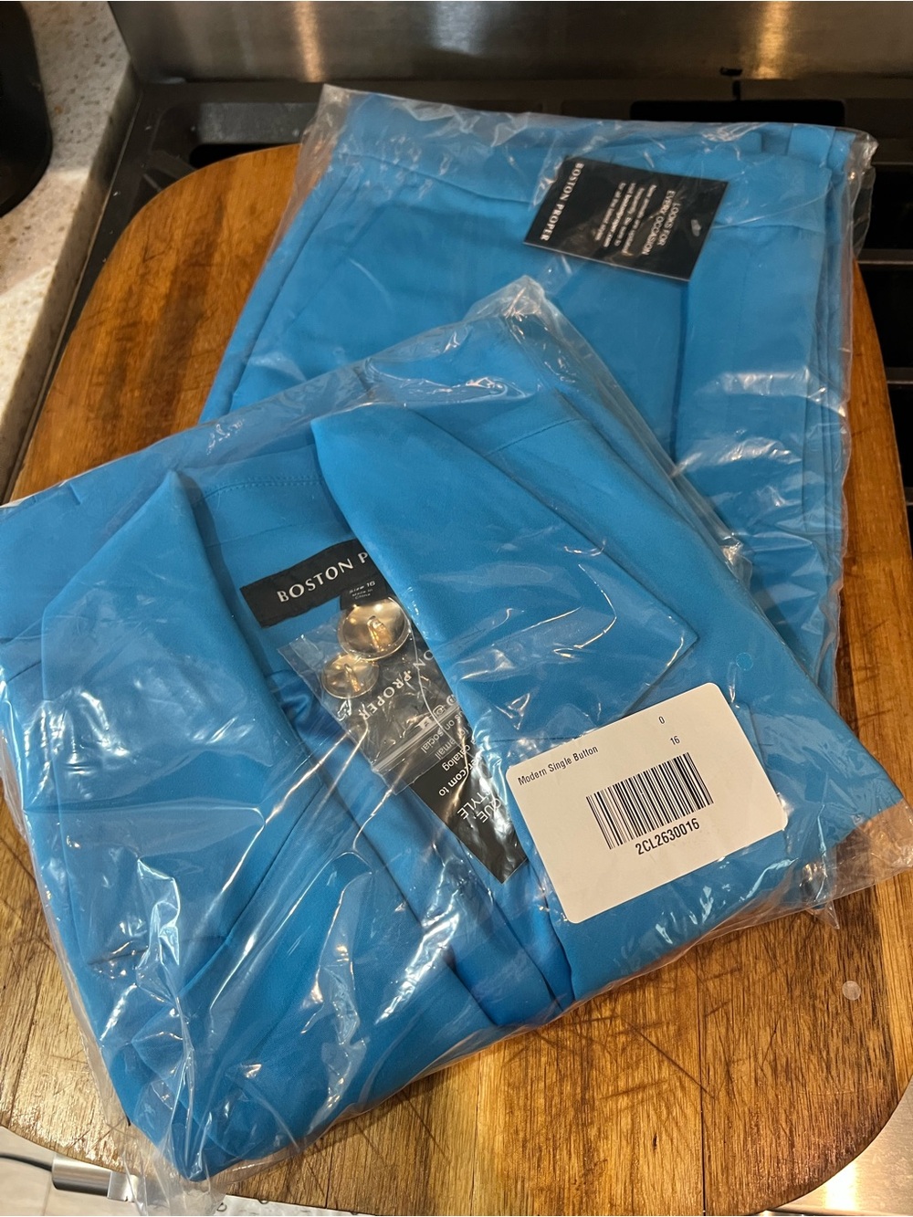 NIP Boston Proper Modern Single Button Blazer & Pants Set Blithe Blue Size 16